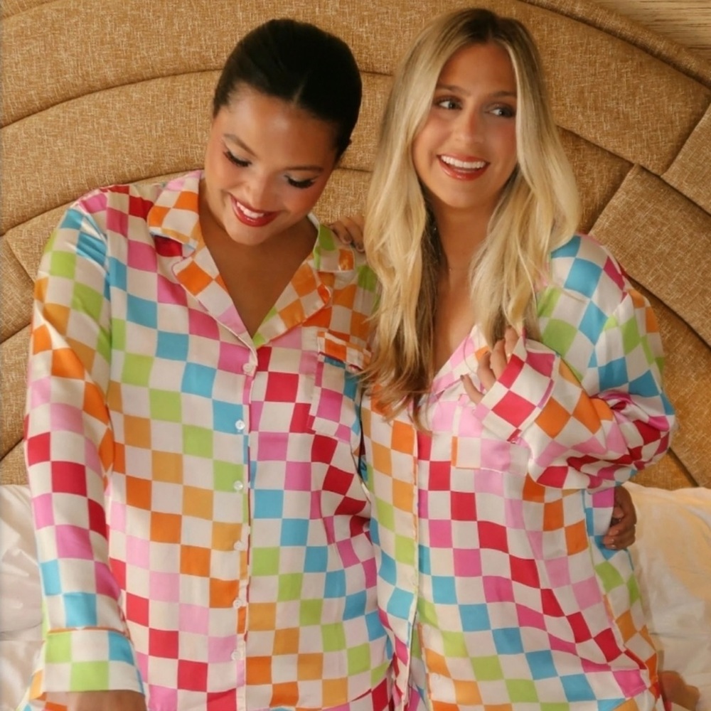 Re-poshing! Show Me Your Mumu checkered Satin PJs